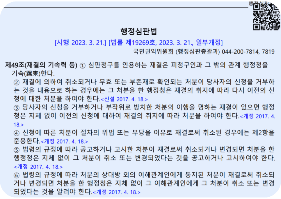 건설사 영업정지 처분, 행정심판법